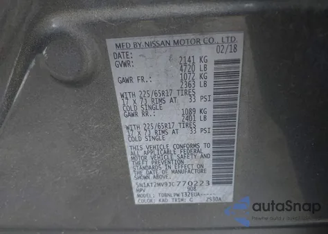 2018 Nissan Rogue S from USA, damaged, VIN 5N1AT2MV9JC770223
